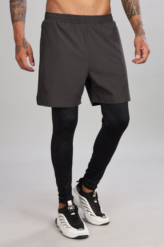 2 In 1 Shorts Full Compression Charcoal