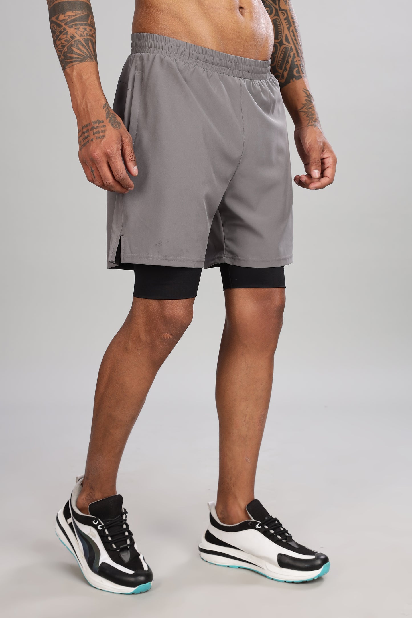 2 In 1 Shorts Light Grey