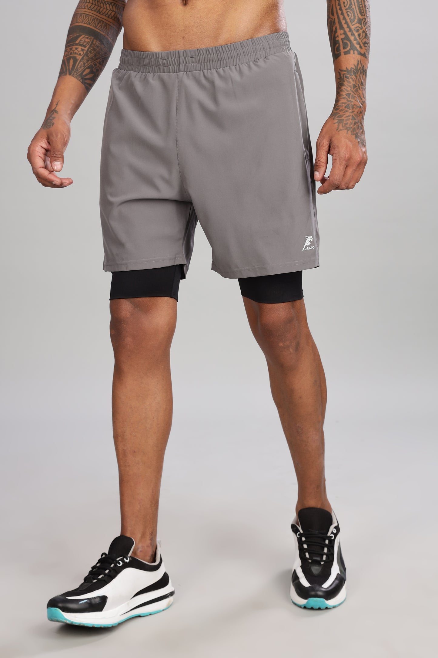 2 In 1 Shorts Light Grey